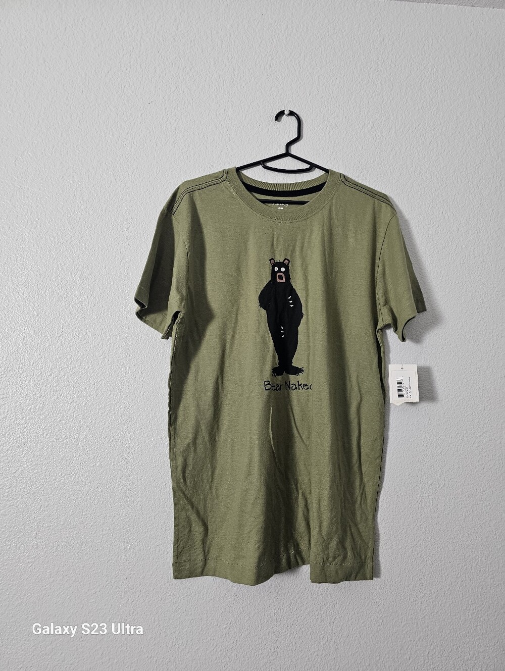 Bear Naked Olive Green Short Sleeve Graphic Tee Sz M